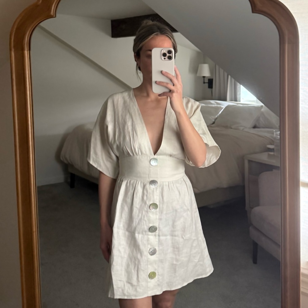 Elegant Cream Button-Down Dress